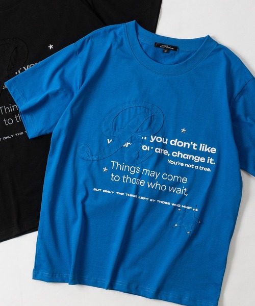 JOHN'S CLOSET（ジョンズクローゼット）の「【13】スタッズ/アイレット Y2KデザインTシャツ ショート丈あり（Tシャツ/カットソー・メンズ・ホワイト系2/ブルー系2/ブルー系1/ピンク系1/ピンク系2/ホワイト系1/ブラック系1/ブラック系2・SMALL/MEDIUM/LARGE）」の5枚目の写真