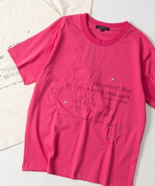 JOHN'S CLOSET（ジョンズクローゼット）の「【13】スタッズ/アイレット Y2KデザインTシャツ ショート丈あり（Tシャツ/カットソー・メンズ・ホワイト系2/ブルー系2/ブルー系1/ピンク系1/ピンク系2/ホワイト系1/ブラック系1/ブラック系2・SMALL/MEDIUM/LARGE）」の7枚目の写真