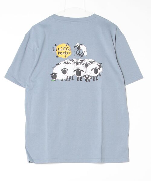 ALWAYS GOOD TIME(オルウェイズグッドタイム)の「【Shaun the Sheep/ひつじのショーン】キャラクターワンポイント刺繍&バックプリント半袖Tシャツ(DRY)ユニセックス(Tシャツ/カットソー・メンズ・オートミール/ライトイエロー/ネイビー/サックスブルー・LARGE/MEDIUM)」の5枚目の写真