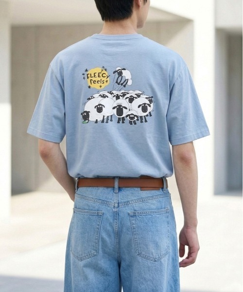 ALWAYS GOOD TIME(オルウェイズグッドタイム)の「【Shaun the Sheep/ひつじのショーン】キャラクターワンポイント刺繍&バックプリント半袖Tシャツ(DRY)ユニセックス(Tシャツ/カットソー・メンズ・オートミール/ライトイエロー/ネイビー/サックスブルー・LARGE/MEDIUM)」の21枚目の写真