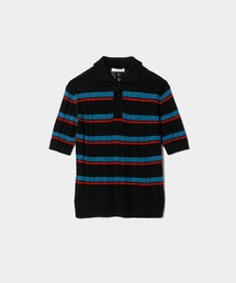 kids striped lace knit polo pullover