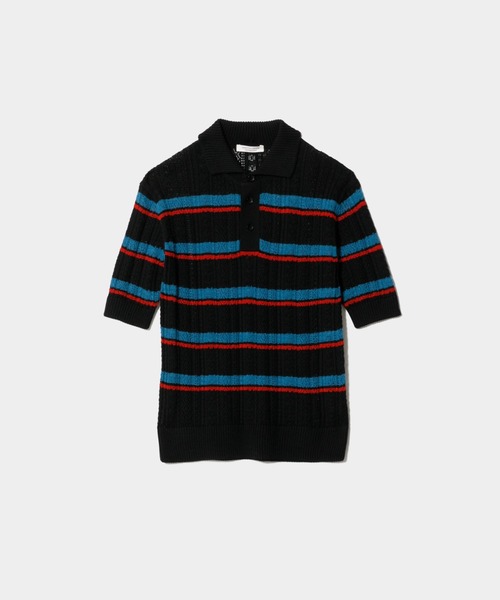 beautiful people(ビューティフルピープル)の「kids striped lace knit polo pullover(ニット/セーター・レディース・アイボリー/ブラック・34/38)」の2枚目の写真