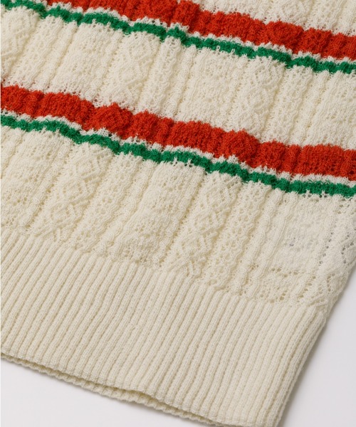 beautiful people(ビューティフルピープル)の「kids striped lace knit polo pullover(ニット/セーター・レディース・アイボリー/ブラック・34/38)」の9枚目の写真
