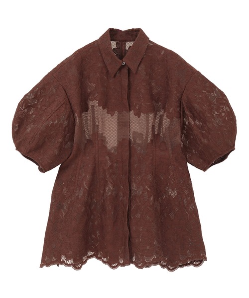 CLANE(クラネ)の「【CLANE】FLOWER LACE WAIST SHAPE TOPS(シャツ/ブラウス・レディース・ブラウン/ブラック/ホワイト・1)」の3枚目の写真