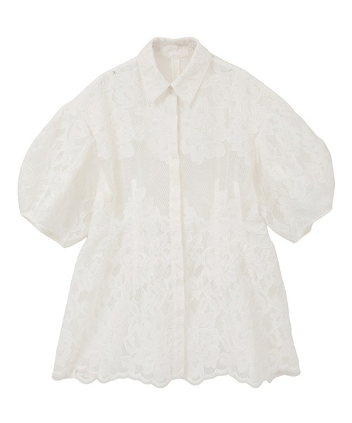 CLANE(クラネ)の「【CLANE】FLOWER LACE WAIST SHAPE TOPS(シャツ/ブラウス・レディース・ブラウン/ブラック/ホワイト・1)」の1枚目の写真