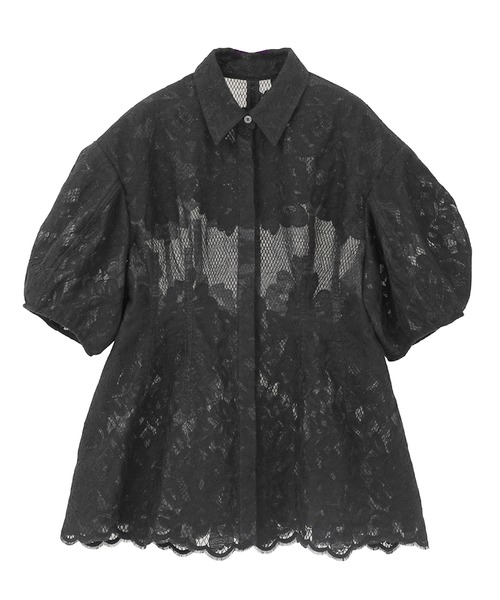 CLANE(クラネ)の「【CLANE】FLOWER LACE WAIST SHAPE TOPS(シャツ/ブラウス・レディース・ブラウン/ブラック/ホワイト・1)」の2枚目の写真