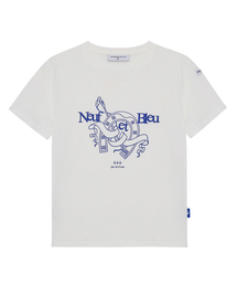 NEUFETBLEU（ヌフエブル）の「NEB cotton blue half tee (off-white)（Tシャツ/カットソー）」