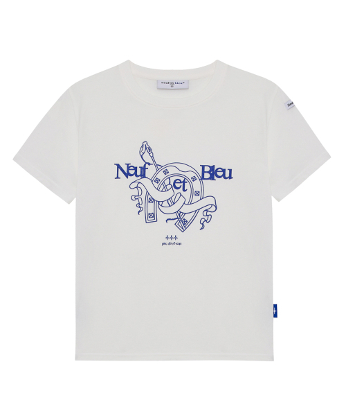 NEUFETBLEU(ヌフエブル)の「NEB cotton blue half tee (off-white)(Tシャツ/カットソー・メンズ・ホワイト・MEDIUM/SMALL)」の1枚目の写真