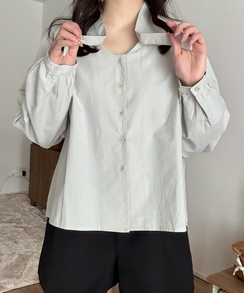 Cham.（チャム）の「ボータイブラウス（シャツ/ブラウス・レディース・グレー/ベージュ・FREE）」の8枚目の写真