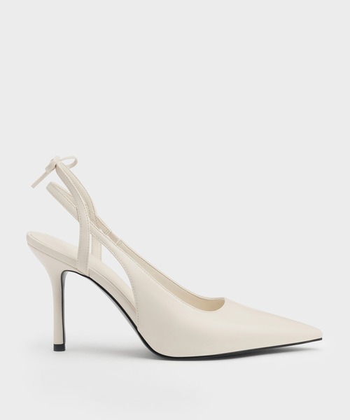 CHARLES & KEITH(チャールズ & キース)の「バックボウ スリングバックパンプス(パンプス・レディース・オフホワイト/ブラック系その他2・22.5cm/23cm/23.5cm/24.5cm/25cm)」の3枚目の写真