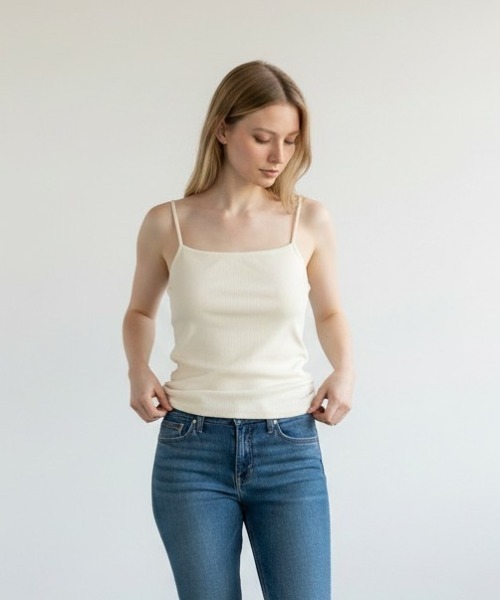 MILLER(ミラー)の「R.P.miller/ Prib Cap Cami (SOLID) / RM241-2146 秋服 冬服(キャミソール・レディース・ブラック/アイボリー・FREE)」の2枚目の写真