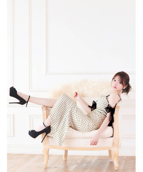 DAZZY(デイジー)の「ドットシアーアームリボンロング丈キャバドレス(ドレス・レディース・ドット・S/XS)」の13枚目の写真