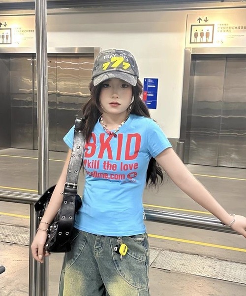 AsheKsha(アシクシャ)の「アルファベットプリント半袖(Tシャツ/カットソー・レディース・ブルー・M)」の10枚目の写真