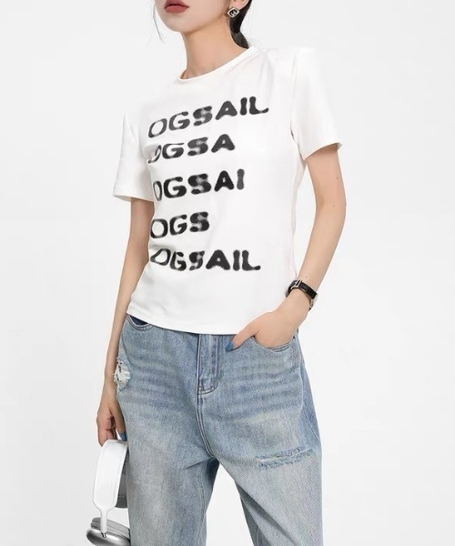 Vipoa(ヴィポア)の「Blur lettering logo slim tee(Tシャツ/カットソー・レディース・グレー/ホワイト/ブラック・FREE)」の22枚目の写真