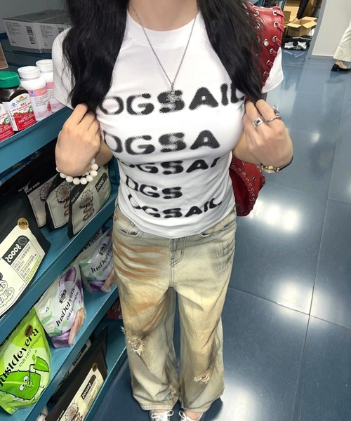 Vipoa(ヴィポア)の「Blur lettering logo slim tee(Tシャツ/カットソー・レディース・グレー/ホワイト/ブラック・FREE)」の16枚目の写真