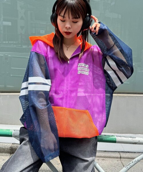 SOUNDSGOOOOD（サウンズグッド）の「【SOUNDS GOOOOD】カラーブロッキングメッシュジップパーカー（パーカー・メンズ・パープル/ブルー・ONE SIZE）」の18枚目の写真