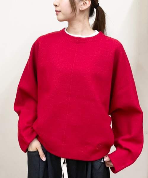ORCIVAL(オーシバル)の「ORCIVAL/オーシバル ドルマンスリーブコクーンプルオーバー DOLMAN SLEEVE COCOON PULLOVER OR-D0152 KKW(ニット/セーター・レディース・ダークネイビー/レッド・1)」の2枚目の写真