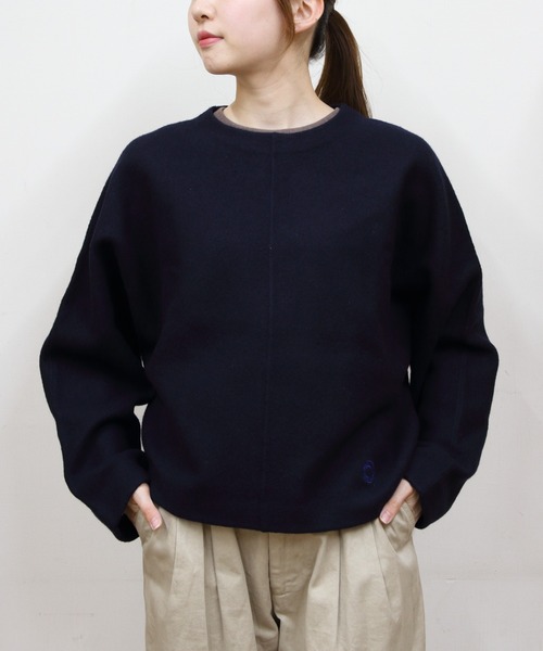 ORCIVAL(オーシバル)の「ORCIVAL/オーシバル ドルマンスリーブコクーンプルオーバー DOLMAN SLEEVE COCOON PULLOVER OR-D0152 KKW(ニット/セーター・レディース・ダークネイビー/レッド・1)」の1枚目の写真
