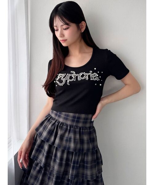 RESEXXY（リゼクシー）の「デコラティブクロップドTシャツ（Tシャツ/カットソー・レディース・ベージュ/ホワイト/ブラック・FREE）」の5枚目の写真