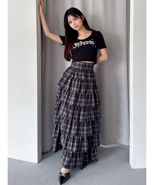 RESEXXY（リゼクシー）の「デコラティブクロップドTシャツ（Tシャツ/カットソー・レディース・ベージュ/ホワイト/ブラック・FREE）」の7枚目の写真