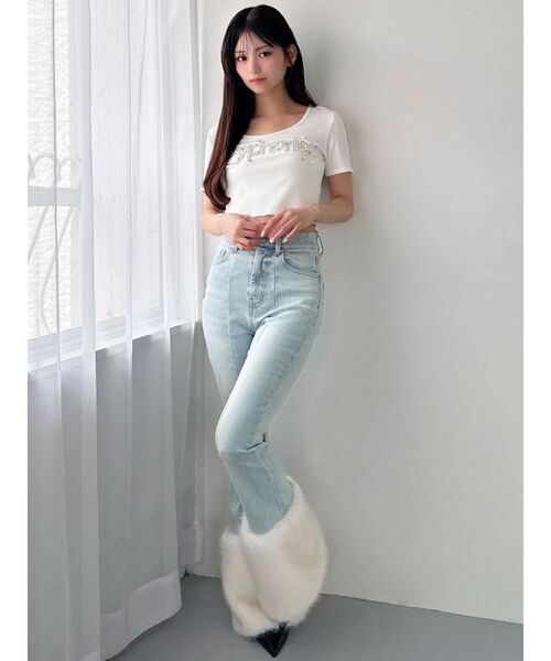 RESEXXY（リゼクシー）の「デコラティブクロップドTシャツ（Tシャツ/カットソー・レディース・ベージュ/ホワイト/ブラック・FREE）」の12枚目の写真