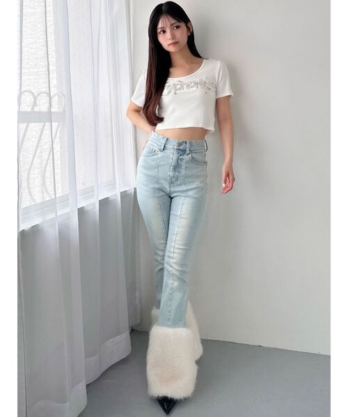 RESEXXY（リゼクシー）の「デコラティブクロップドTシャツ（Tシャツ/カットソー・レディース・ベージュ/ホワイト/ブラック・FREE）」の13枚目の写真