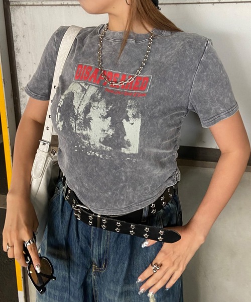 non-hedge(ノンヘッジ)の「ブリーチ転写ロゴドロストTシャツ(Tシャツ/カットソー・レディース・ブラック/モカ/ブルー/グレー・FREE)」の10枚目の写真