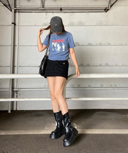 non-hedge(ノンヘッジ)の「ブリーチ転写ロゴドロストTシャツ(Tシャツ/カットソー・レディース・ブラック/モカ/ブルー/グレー・FREE)」の18枚目の写真