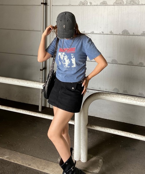 non-hedge(ノンヘッジ)の「ブリーチ転写ロゴドロストTシャツ(Tシャツ/カットソー・レディース・ブラック/モカ/ブルー/グレー・FREE)」の19枚目の写真