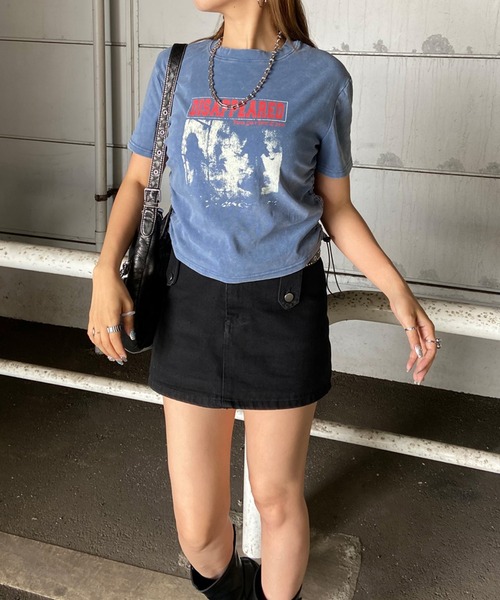non-hedge(ノンヘッジ)の「ブリーチ転写ロゴドロストTシャツ(Tシャツ/カットソー・レディース・ブラック/モカ/ブルー/グレー・FREE)」の22枚目の写真