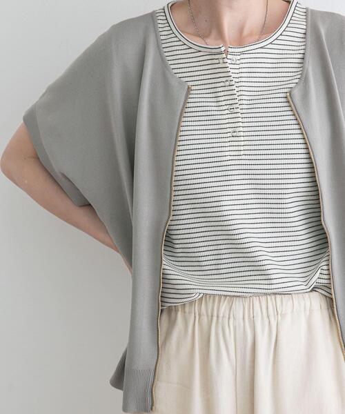 ITEMS URBANRESEARCH（アイテムズ アーバンリサーチ）の「ニットZIPブルゾン（ブルゾン・レディース・ネイビー/ブラウン/ベージュ系その他・FREE）」の2枚目の写真