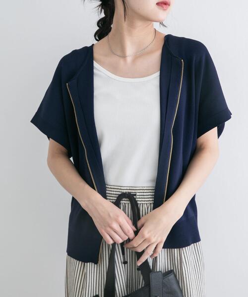 ITEMS URBANRESEARCH（アイテムズ アーバンリサーチ）の「ニットZIPブルゾン（ブルゾン・レディース・ネイビー/ブラウン/ベージュ系その他・FREE）」の3枚目の写真
