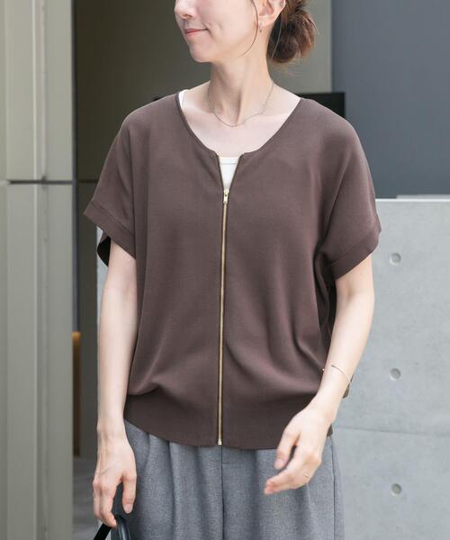 ITEMS URBANRESEARCH（アイテムズ アーバンリサーチ）の「ニットZIPブルゾン（ブルゾン・レディース・ネイビー/ブラウン/ベージュ系その他・FREE）」の5枚目の写真