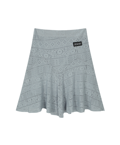 ASON（アズオン）の「WAVY LACE MIDI SKIRT / LIGHT BLUE（スカート・レディース・その他・FREE）」の2枚目の写真