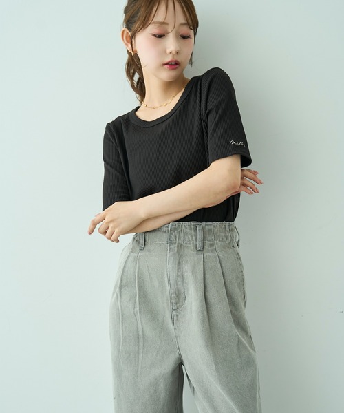 mil（ミル）の「[見えないウエスト調整] ダブルタック デニムパンツ【588203】（デニムパンツ・レディース・ライトグレー/サックスブルー/ブラック・S-Short/S-Regular/M-Short/M-Regular）」の20枚目の写真