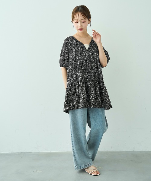 mil（ミル）の「[見えないウエスト調整] ダブルタック デニムパンツ【588203】（デニムパンツ・レディース・ライトグレー/サックスブルー/ブラック・S-Short/S-Regular/M-Short/M-Regular）」の11枚目の写真