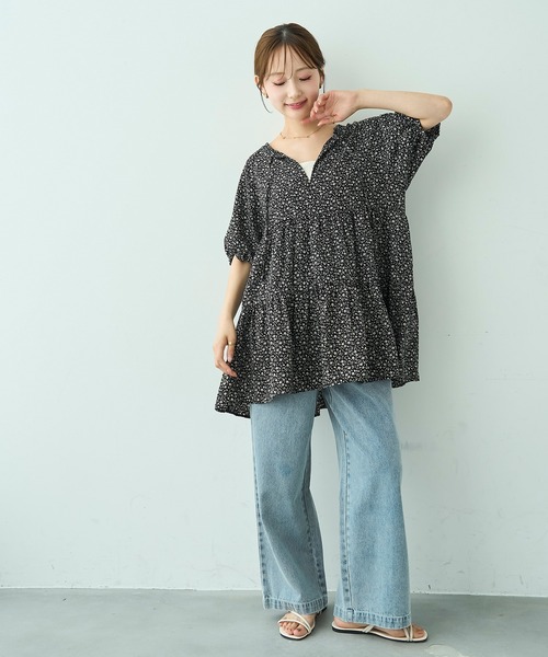 mil（ミル）の「[見えないウエスト調整] ダブルタック デニムパンツ【588203】（デニムパンツ・レディース・ライトグレー/サックスブルー/ブラック・S-Short/S-Regular/M-Short/M-Regular）」の12枚目の写真