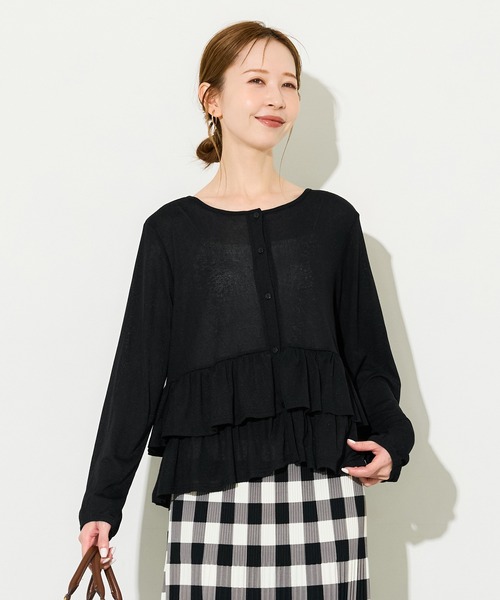 coca(coca)(コカ)の「シアージョーゼットフリルカーディガン(カーディガン/ボレロ・レディース・ブラック/ドット・L/M/S)」の10枚目の写真