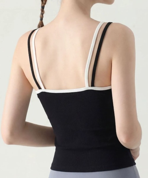 SHEPP(シープ)の「【カップ付き】フェイクレイヤード ヘンリーネック ノースリーブ リブタンクトップ(タンクトップ・レディース・レッド/グレー/ブラウン/ネイビー/ブラック・F)」の21枚目の写真