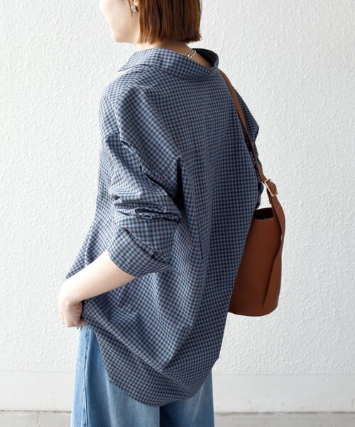 SHIPS any(シップス エニィ)の「SHIPS any:〈洗濯機可能〉REFABRISH レギュラー チェック 刺繍 シャツ(シャツ/ブラウス・レディース・グリーン/ブルー・38/36)」の9枚目の写真