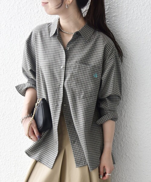 SHIPS any(シップス エニィ)の「SHIPS any:〈洗濯機可能〉REFABRISH レギュラー チェック 刺繍 シャツ(シャツ/ブラウス・レディース・グリーン/ブルー・38/36)」の21枚目の写真
