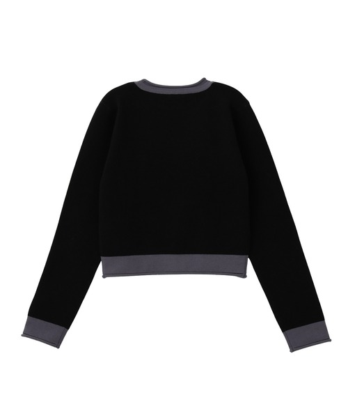 X-girl(エックスガール)の「RHINESTONE AND JACQUARD LOGO COMPACT KNIT TOP(ニット/セーター・レディース・バーガンディー/ブラック・ONE SIZE)」の9枚目の写真