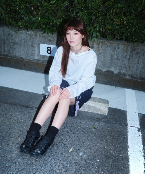 twins(nemne store)(ツインズ)の「Button-Adjustable Silhouette L/S Shirt(シャツ/ブラウス・レディース・Navy/White・フリー)」の5枚目の写真