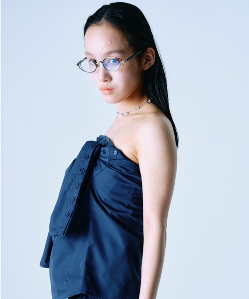 twins(nemne store)(ツインズ)の「Button-Adjustable Silhouette L/S Shirt(シャツ/ブラウス・レディース・Navy/White・フリー)」の8枚目の写真
