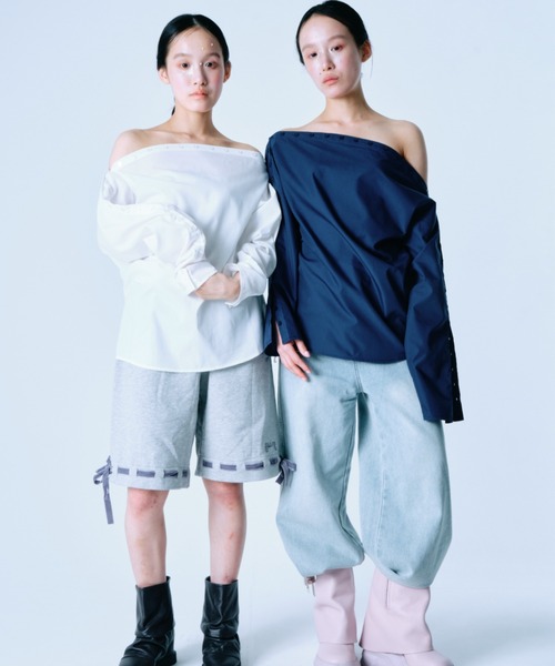 twins(nemne store)(ツインズ)の「Button-Adjustable Silhouette L/S Shirt(シャツ/ブラウス・レディース・Navy/White・フリー)」の16枚目の写真