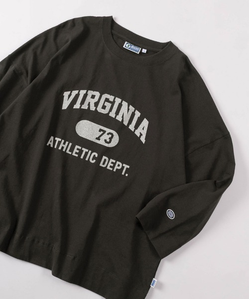 DISCUS(ディスカス)の「【71】【DISCUS/ディスカス】ヴィンテージライク カレッジプリント ドロップショルダー ワイド クルーネックTシャツ/ワンポイントワッペン/カレッジロゴ/古着MIX/レディース(Tシャツ/カットソー・レディース・グリーン/ホワイト/ブラック/オートミール/レッド/ネイビー・L/M)」の3枚目の写真