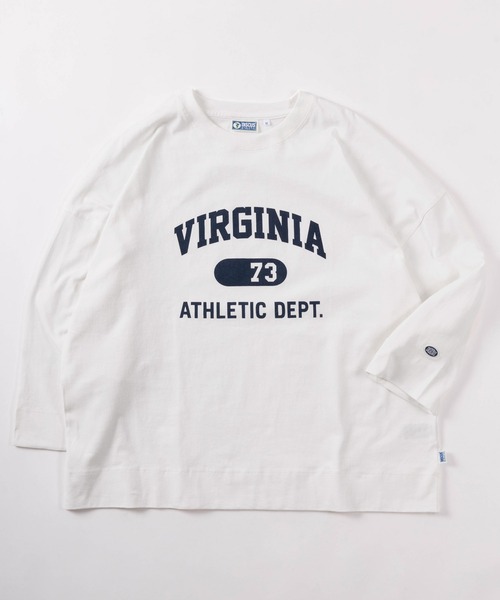 DISCUS(ディスカス)の「【71】【DISCUS/ディスカス】ヴィンテージライク カレッジプリント ドロップショルダー ワイド クルーネックTシャツ/ワンポイントワッペン/カレッジロゴ/古着MIX/レディース(Tシャツ/カットソー・レディース・グリーン/ホワイト/ブラック/オートミール/レッド/ネイビー・L/M)」の7枚目の写真
