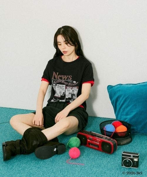 JEANASIS(ジーナシス)の「【Bei×JEANASIS】News Print TEE/1068920(Tシャツ/カットソー・レディース・ブラック/ホワイト・FREE)」の12枚目の写真