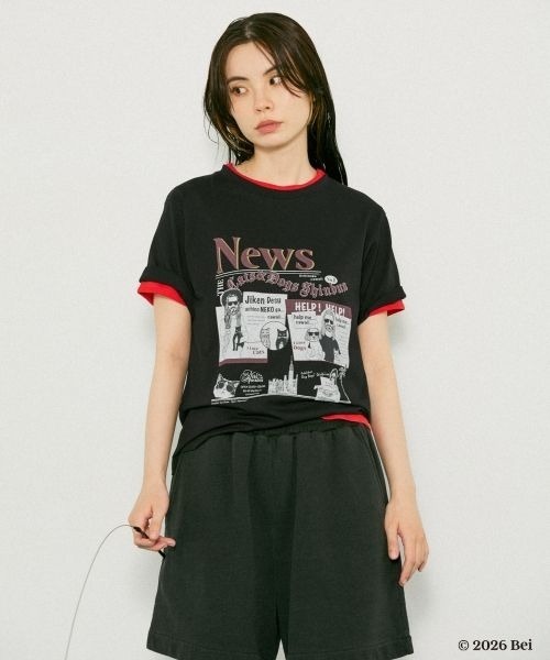 JEANASIS(ジーナシス)の「【Bei×JEANASIS】News Print TEE/1068920(Tシャツ/カットソー・レディース・ブラック/ホワイト・FREE)」の11枚目の写真