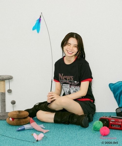 JEANASIS(ジーナシス)の「【Bei×JEANASIS】News Print TEE/1068920(Tシャツ/カットソー・レディース・ブラック/ホワイト・FREE)」の9枚目の写真